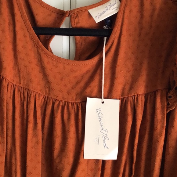 NWT Plus Size XXL universal thread eyelet  round neck dress rust burnt orange - Picture 2 of 6